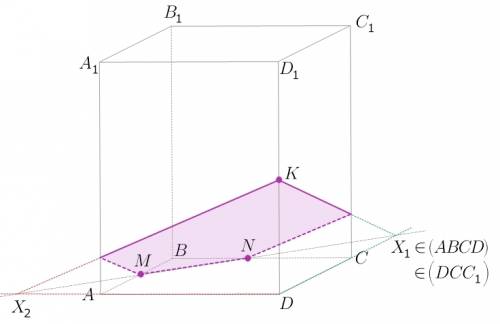Изобразите паралелепипед abcd a1 b1 c1 d1 и постройте его сечение плоскостью проходящей через точки