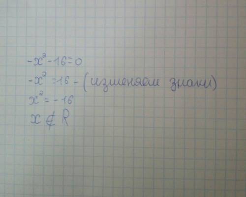 Неполно квадратное уравнение. -x²-16=0