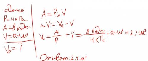 Определите начальный объем газа в цилиндре если в процессе сжатия газа при постоянном давлении 4 кпа