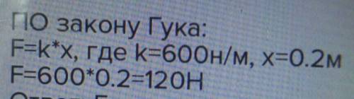 Какую силу надо приложить к пружине жёсткую 600н/м чтобы сжать её на 20 см?