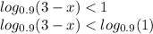 log_{0.9}(3 - x) < 1 \\ log_{0.9}(3 - x ) < log_{0.9}(1)