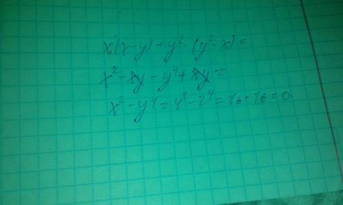 Выражение и найдите его значение при x=4, y=2 x(x-y)-y²(y²-x)