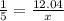 \frac{1}{5} = \frac{12.04}{x}