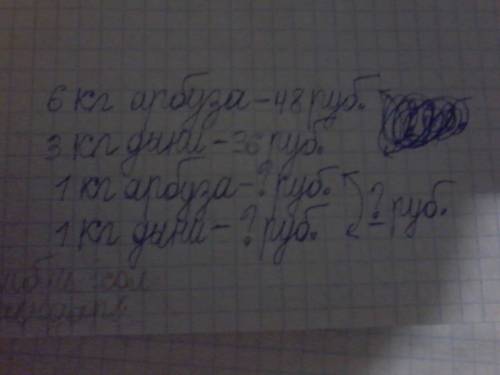 За арбуз массой 6 кг покупательницы заплатила 48 руб. за дыни массой 3 кг 36 руб что дороже килограм