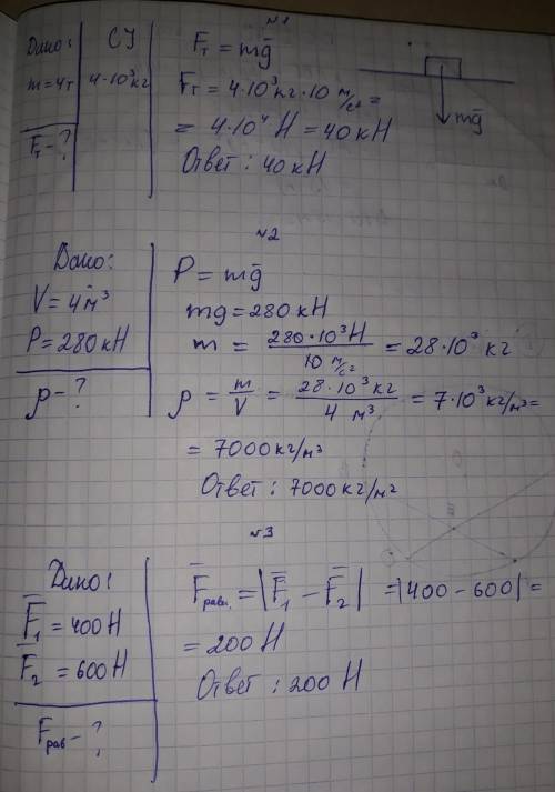 Решить по теме сила номер 1 найдите силу тяжести действуюющию на тело массой 4 т изобразите эту силу