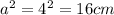 {a}^{2} = {4}^{2} = 16cm