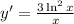 y^{\prime}=\frac{3\ln^2 x}{x}