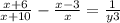 \frac{x+6}{x+10} -\frac{x-3}{x} =\frac{1}{y3}