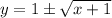 y=1\pm \sqrt{x+1}