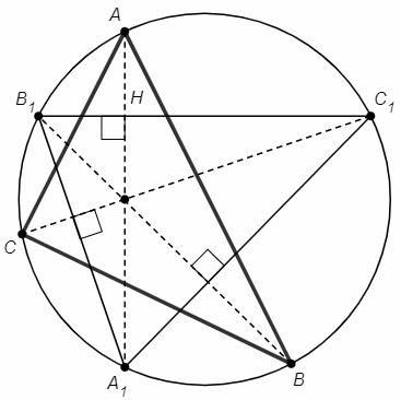 50 . прямые, содержащие биссектрисы треугольника abc пересекают его описанную окружность в точках a1