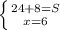 \left \{ {{24+8=S} \atop {x=6} \right.