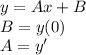 y=Ax+B\\B=y(0)\\A=y^{\prime}\\