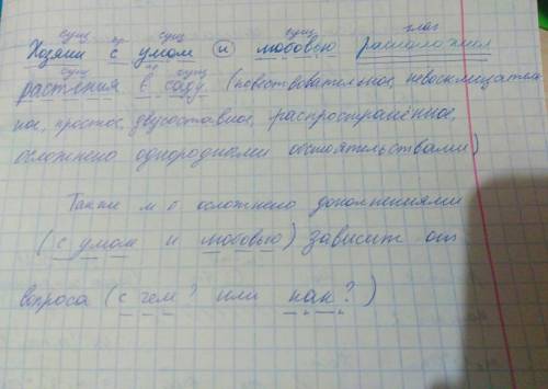 Синтаксический разбор предложения: хозяин с умом и любовью расположил растения в саду. заранее ; 3