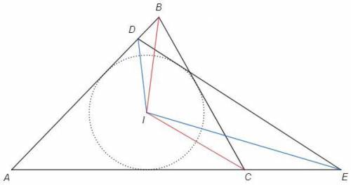 Утреугольников abc и ade – общая вписанная окружность с центром i (точка d лежит между точками a и b