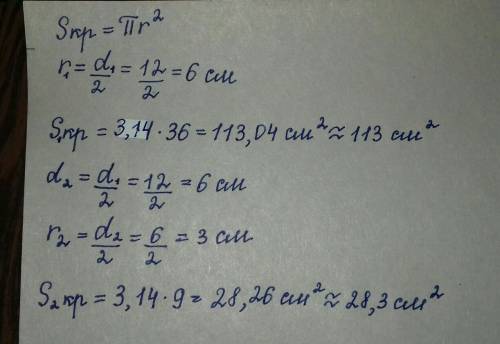 Найдите площадь круга у которого диаметр разве 12 см. найдите площадь круга, у которого диаметр в 2