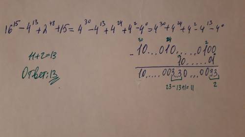 Егэ информатика: № 16. значение арифметического выражения 16^15 - 4^13 + 2^48 +15 записали в сс с о