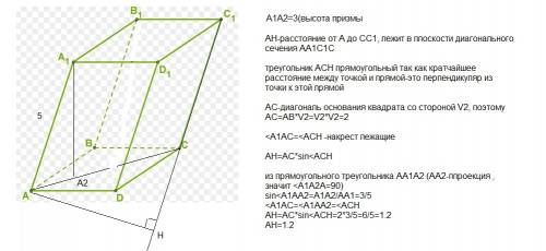 70 . дана наклонная призма abcda1b1c1d1, в основание которой лежит квадрат abcd.проекция точки а1 на