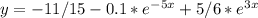 y=-11/15-0.1*e^{-5x} +5/6*e^{3x}