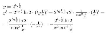 Найти производную данной функции: y = tg^2(1/x)