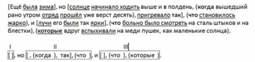 Составьте схему предложения : еще была зима, но солнце начинало ходить выше и в полдень, когда отряд