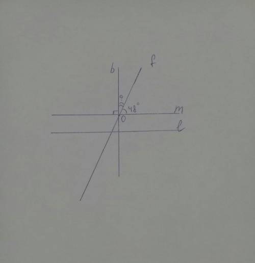 Прямая м и л параллельны , прямая б перпендикулярна прямой л, а прямая ф пересекает прямую м под угл