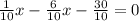 \frac{1}{10} x - \frac{6}{10} x - \frac{30}{10} = 0