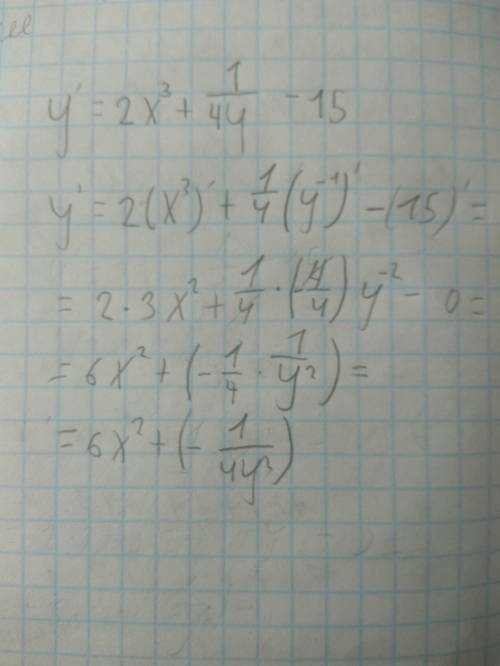 Решить дифференциальное уравнение y'=2x^3+1/4y-15