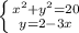 \left \{ {{x^{2 } +y^{2} =20} \atop {y = 2-3x}} \right.