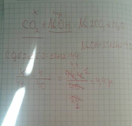 Co2+naoh=na2co3+h2onaoh - 4 грамманайти: co2