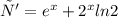 у' = {e}^{x} + {2}^{x} ln2