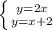 \left \{ {{y=2x} \atop {y=x+2}} \right.