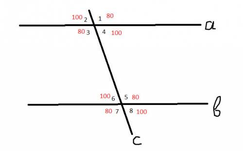 A|| b, c - секущая, l1 = 80 градусов , найти - все углы