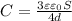 C = \frac{3\varepsilon \varepsilon_0 S}{4d}