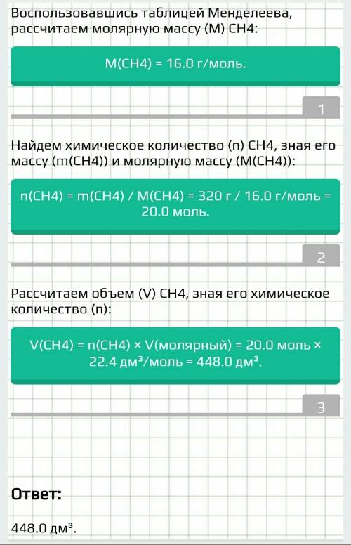 Объём метана ch4 массой 320г при нормальных условиях равен?