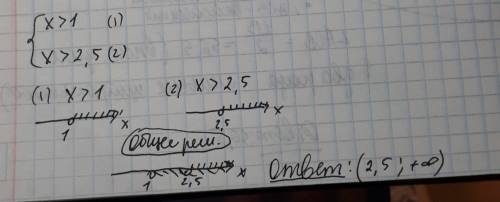 Мне по №975(1,2).решите системы неравенств.{x> 1,{x> 2,5.эта скобка одна,она закрывает левую ч