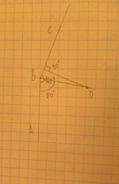 Начертите угол abc который равен 160° проведите биссектрису этого угла, отметьте на ней точку o и пр