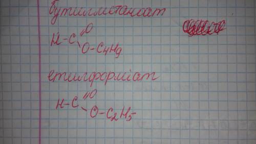 Складіть структурні формули молекул таких естерів: а) бутилметаноату б) етилформіату