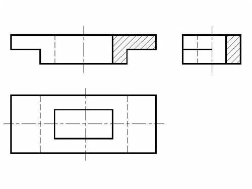 Чертеж в разных проекциях: слева, сверху, и главный вид