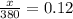 \frac{x}{380} = 0.12