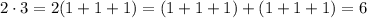 2 \cdot 3=2(1+1+1)=(1+1+1)+(1+1+1)=6\\