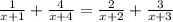 \frac{1}{x+1}+\frac{4}{x+4}=\frac{2}{x+2}+\frac{3}{x+3}