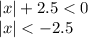 |x| + 2.5 < 0 \\ |x| < - 2.5