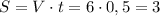 S=V\cdot t = 6\cdot0,5=3