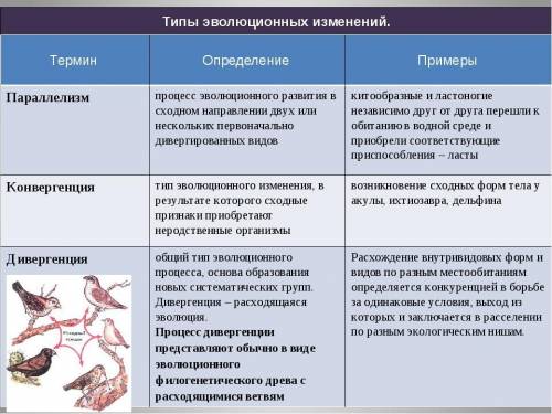 Составьте таблицу, в которой отразите наиболее важные изменения, произошедшие в результате биологиче