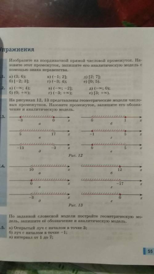 На рисунках 12, 13 представлены модели число-вых промежутков. назовите промежуток, запишите его обоз