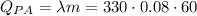 Q_{PA} = \lambda m = 330 \cdot 0.08 \cdot 60