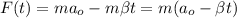 F(t)=ma_o-m\beta t=m ( a_o - \beta t )