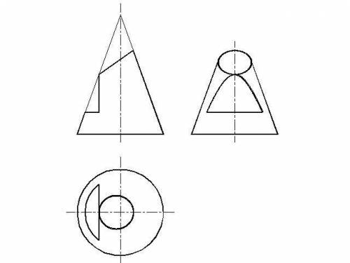 Построить три основных вида конуса​