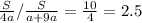 {S\over4a}/{S\over a + 9a}={10\over4}=2.5