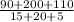 \frac{90+200+110}{15+20+5}